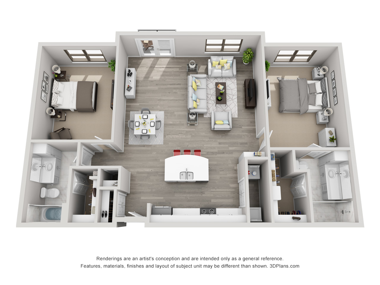 Jasper Floor Plan - 2 Bed, 2 Bath - Approx. 1,155 SF - Available Exclusively in Building 14 - Bowman Pointe Apartments - Little Rock, AR